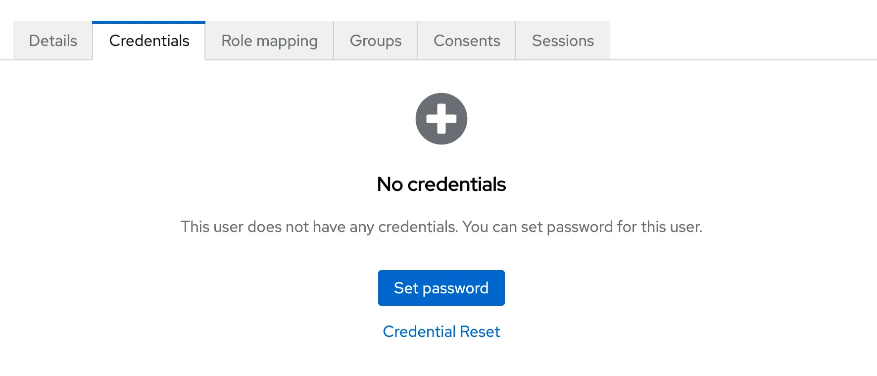Screenshot of Credentials tab showing Set Password button